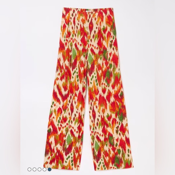 FATFACE Ines Orange Paradise Ikat Wide Leg Flowy Pants Size 8 - Picture 3 of 16